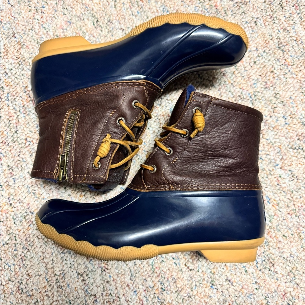 Sperry Blue and Brown Duck Boots